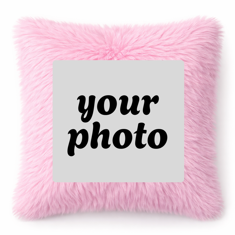 Fur Cushion Square Pink