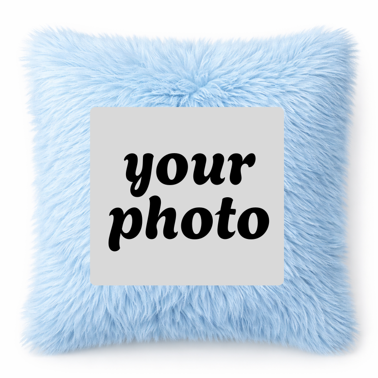 Fur Cushion Square Sky Blue